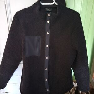 Oraki Black Sherpa Zip-Up Sweater